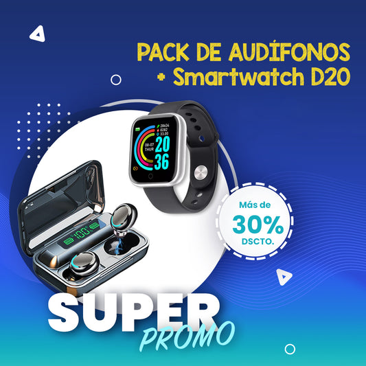 Audífonos F9 + Smartwatch d20